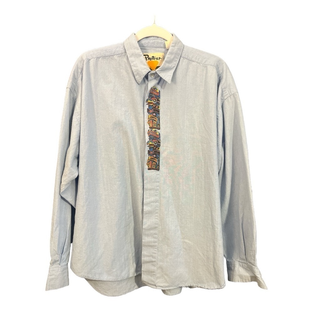 + Protest Vintage Button Down Chambray Top Size XL‎ KD1